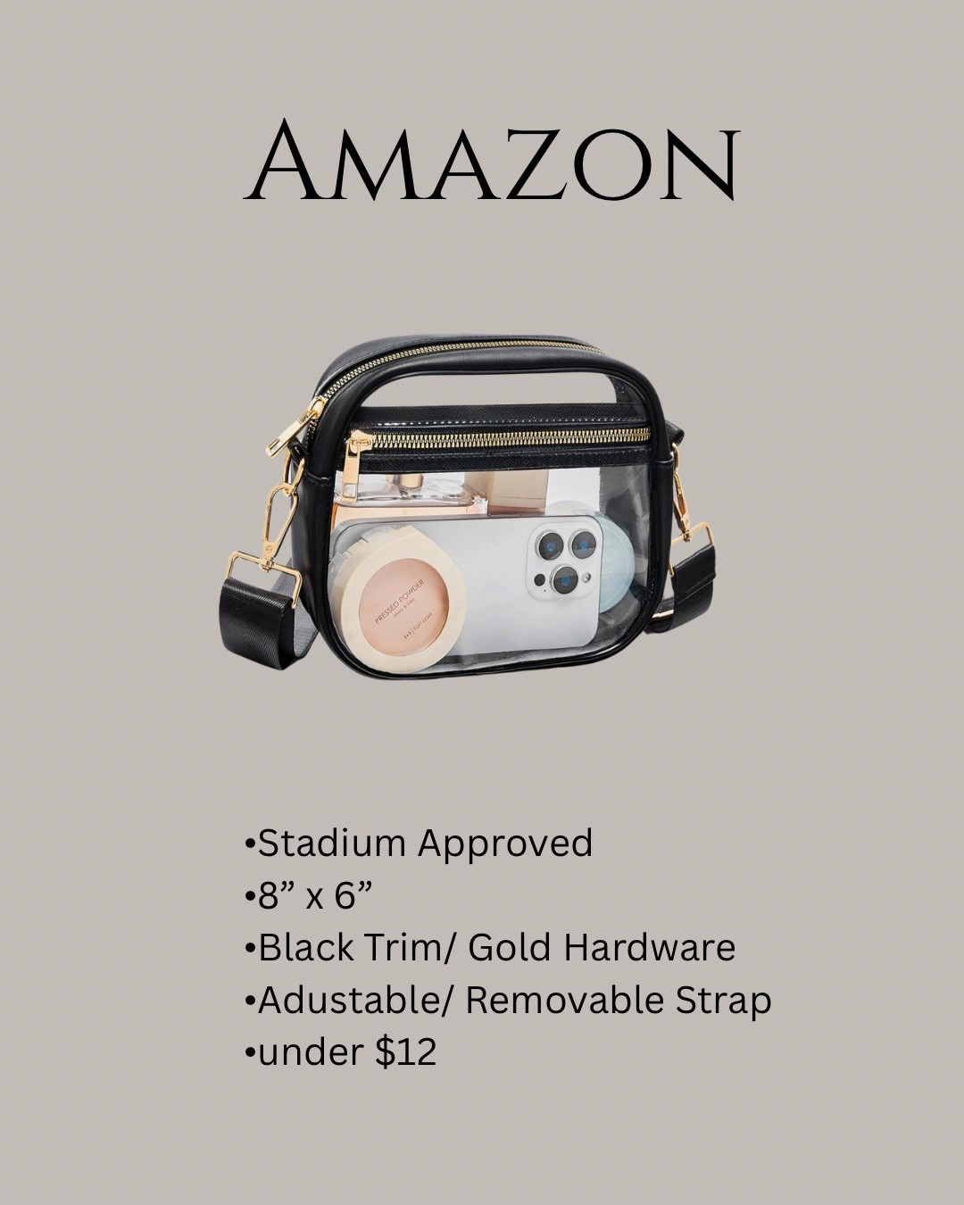 Clear Crossbody, Stadium Approved from Amazon



#LTKStyleTip #LTKItBag #LTKFindsUnder50