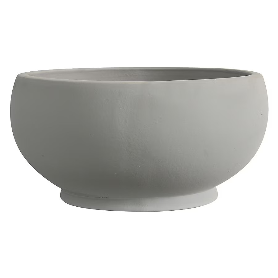 allen + roth 15.35-in x 7.48-in Grey Ceramic Low Bowl Planter with Drainage Holes | Lowe's