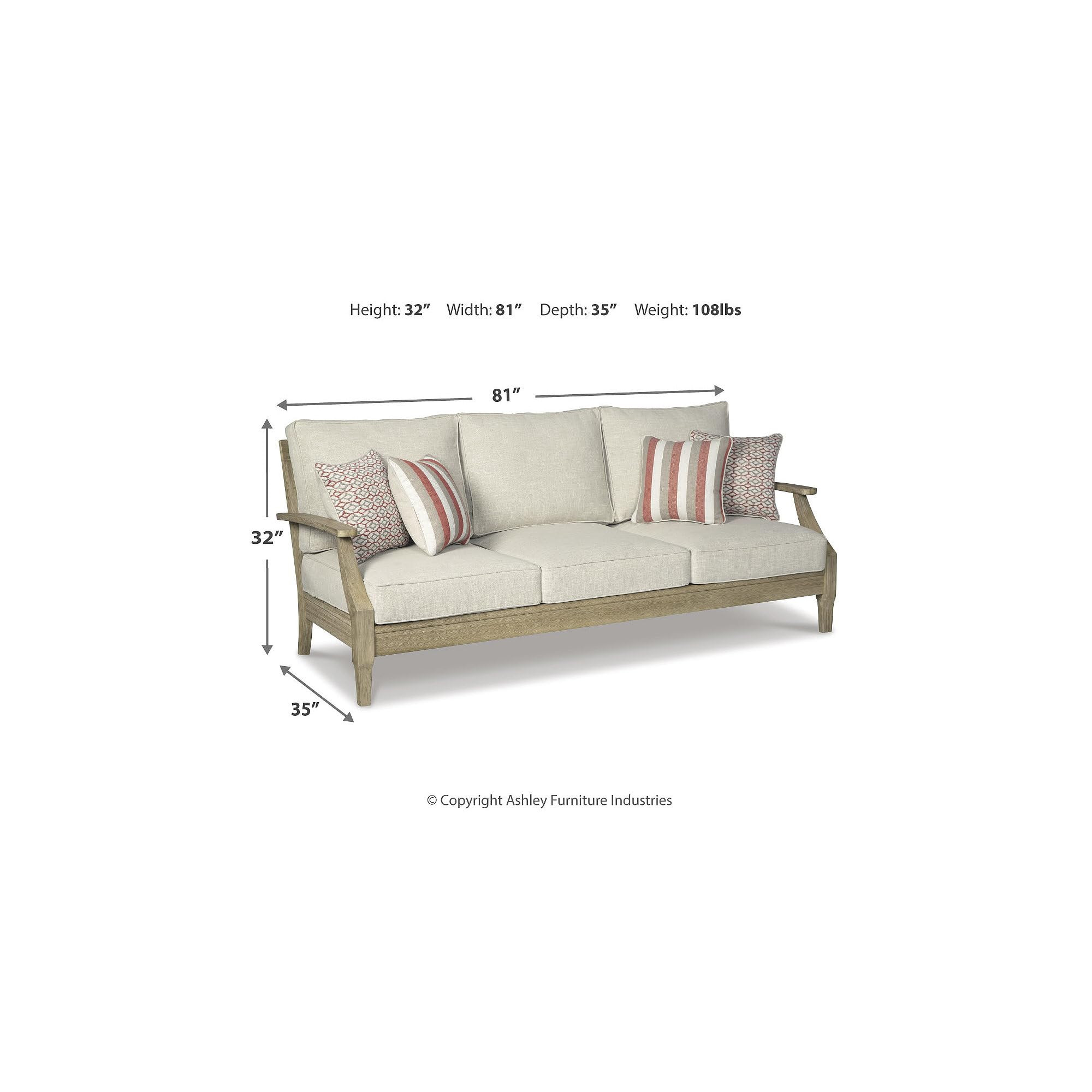 Signature Design by Ashley Clare View Outdoor Patio Sofa, 4 Throw Pillows, Nuvella Weather Resist... | Amazon (US)