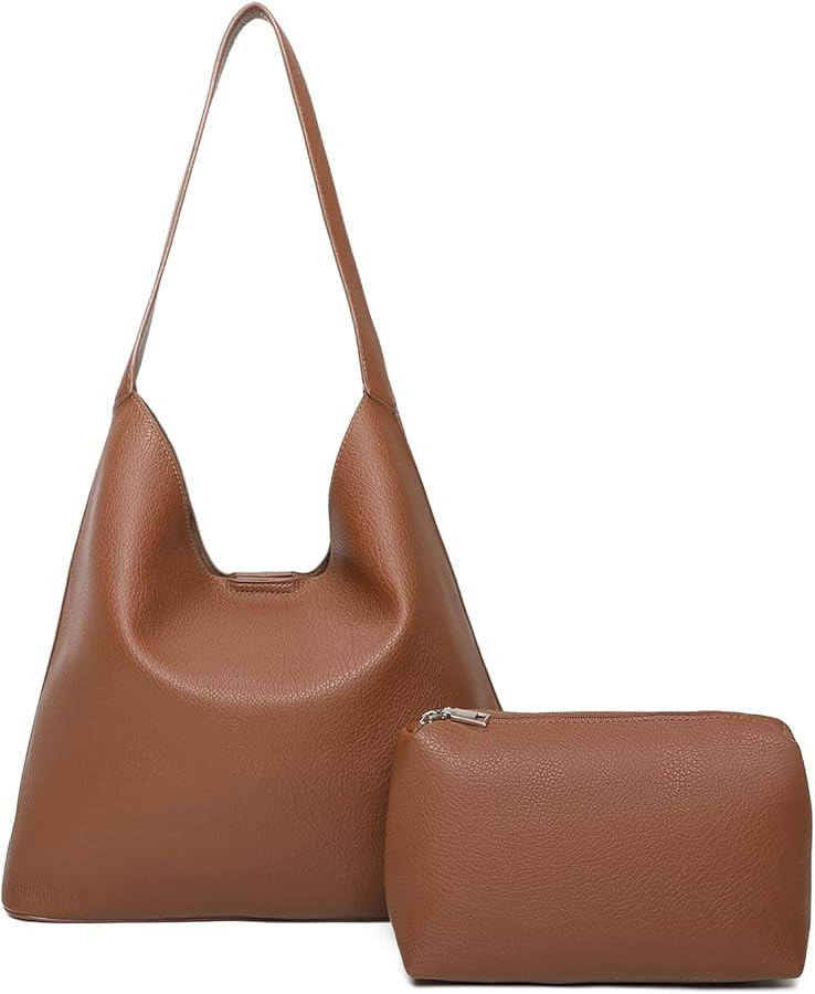 Barsine Soft Vegan Leather Hobo Bag for Women, Slouchy Shoulder Tote, Lightweight Everyday Purse ... | Amazon (US)