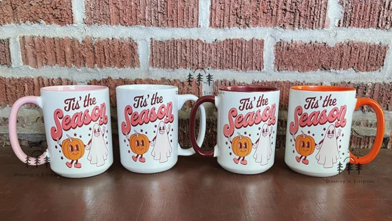 Retro Style Halloween Pumpkin and Ghost Coffee Mug  Halloween - Etsy | Etsy (US)