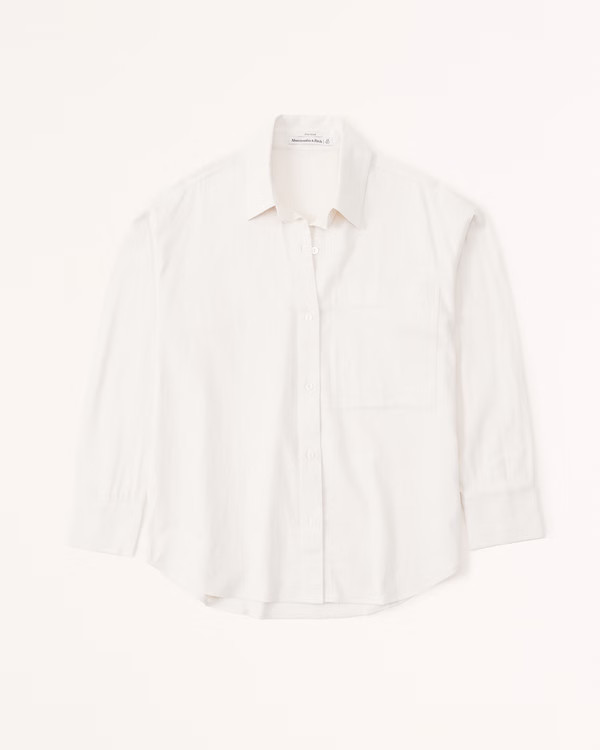 Oversized Linen-Blend Shirt | Abercrombie & Fitch (US)