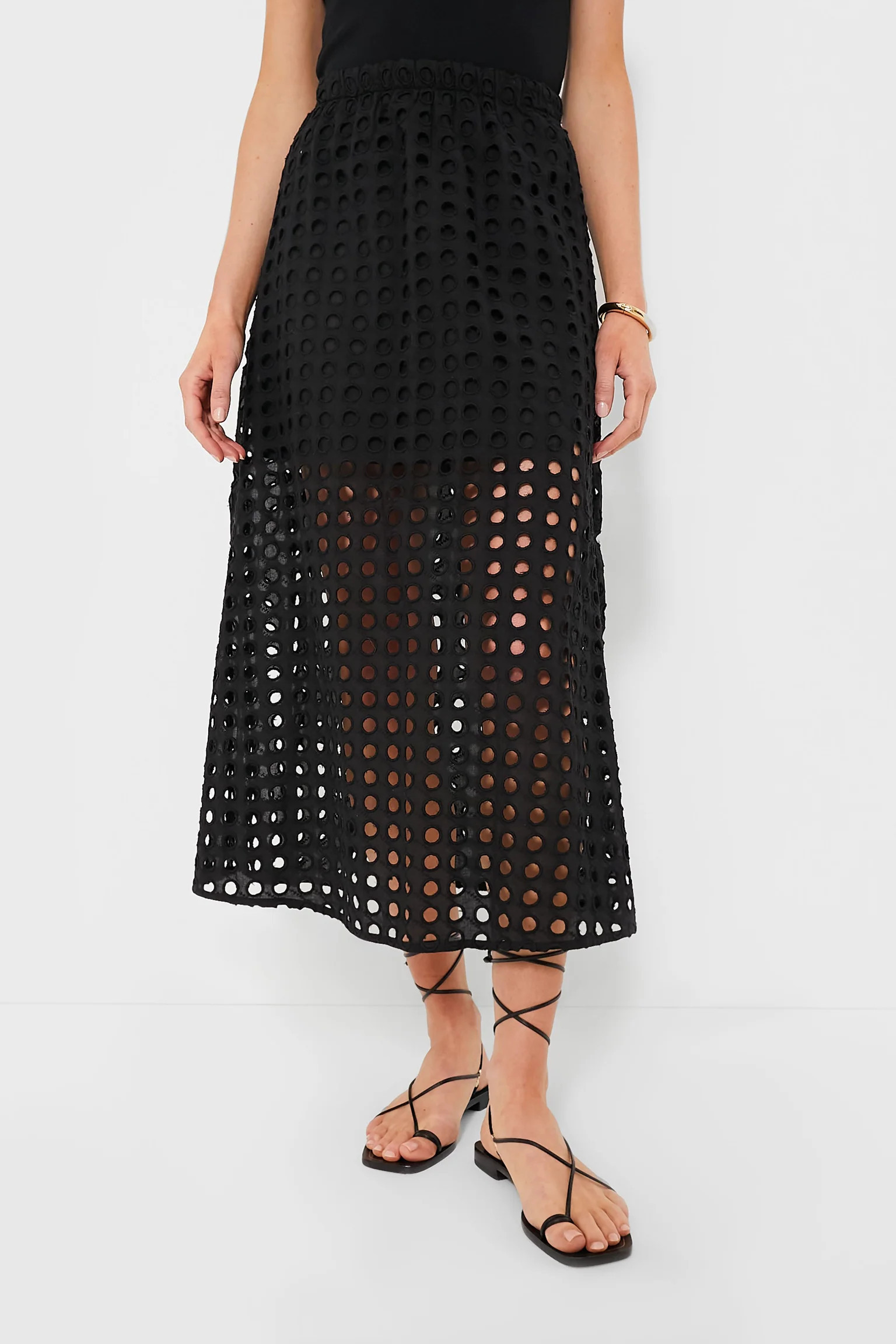 Black Cotton Eyelet Eve Skirt | Tuckernuck (US)
