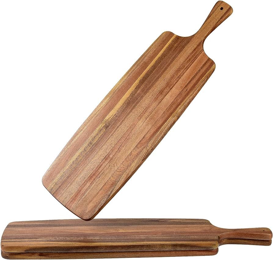 KARRYOUNG Large Acacia Wood Serving Boards with Handles (Set of 3), 24 x 7 Inches Each - Ideal Ch... | Amazon (US)