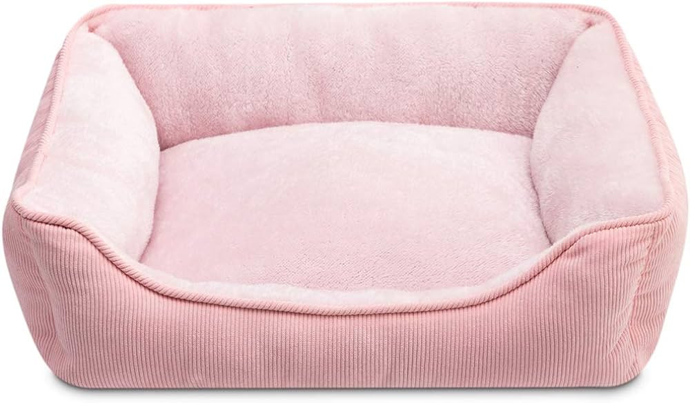 Hollypet Rectangle Plush Dog Bed Cat Bed Self-Warming Pet Bed, Pink | Amazon (US)