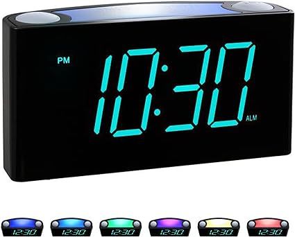 Rocam Digital Alarm Clock for Bedrooms - Large 7" LED Display with Dimmer, Snooze, 7 Night Light,... | Amazon (US)