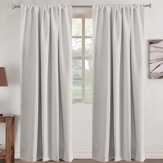 Blackout Curtain Panels Rod Pocket Blackout Draperies for Bedroom Thermal Insulating Living Room ... | Amazon (US)