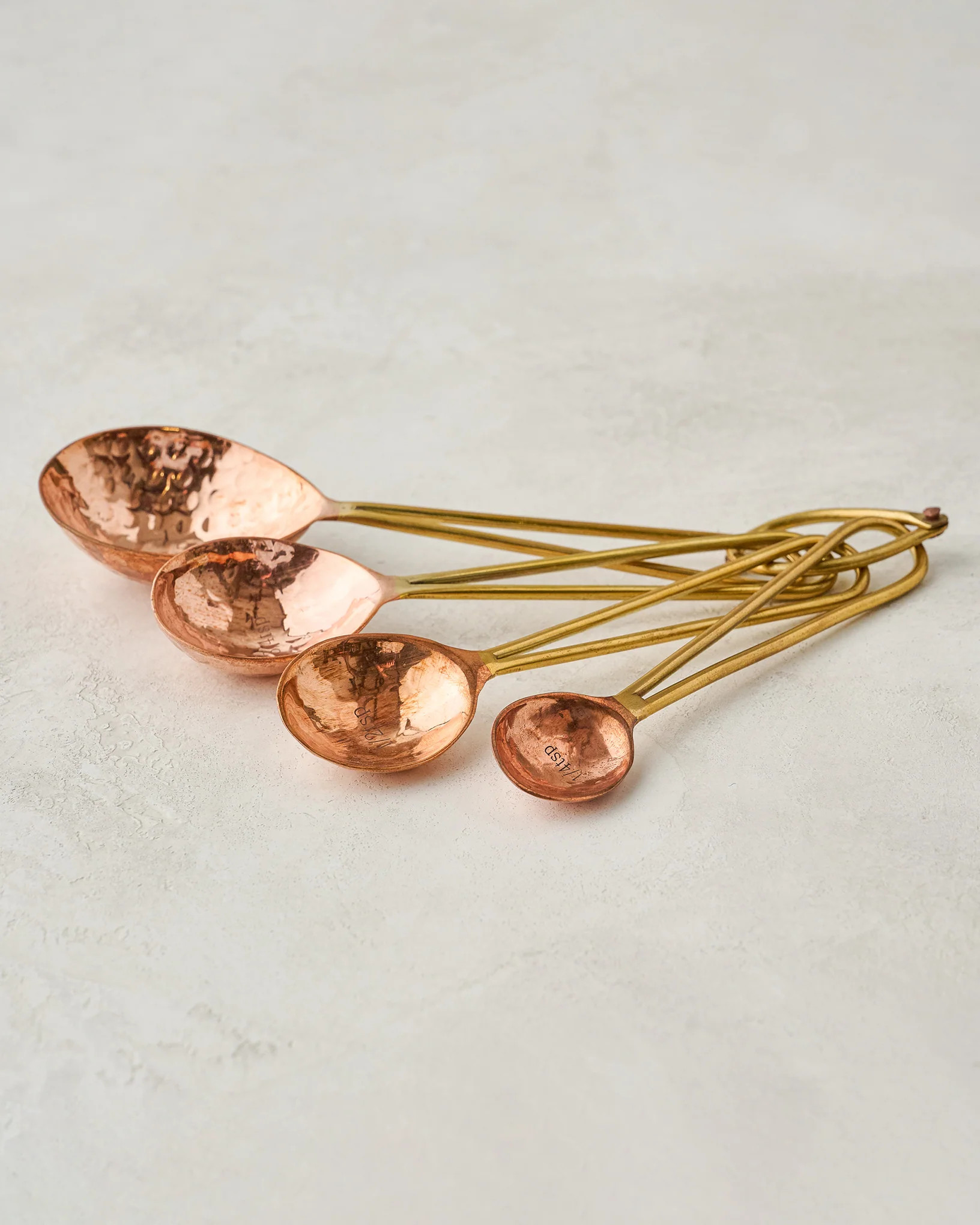 Hammered Copper and Gold Measuring Spoons | Magnolia