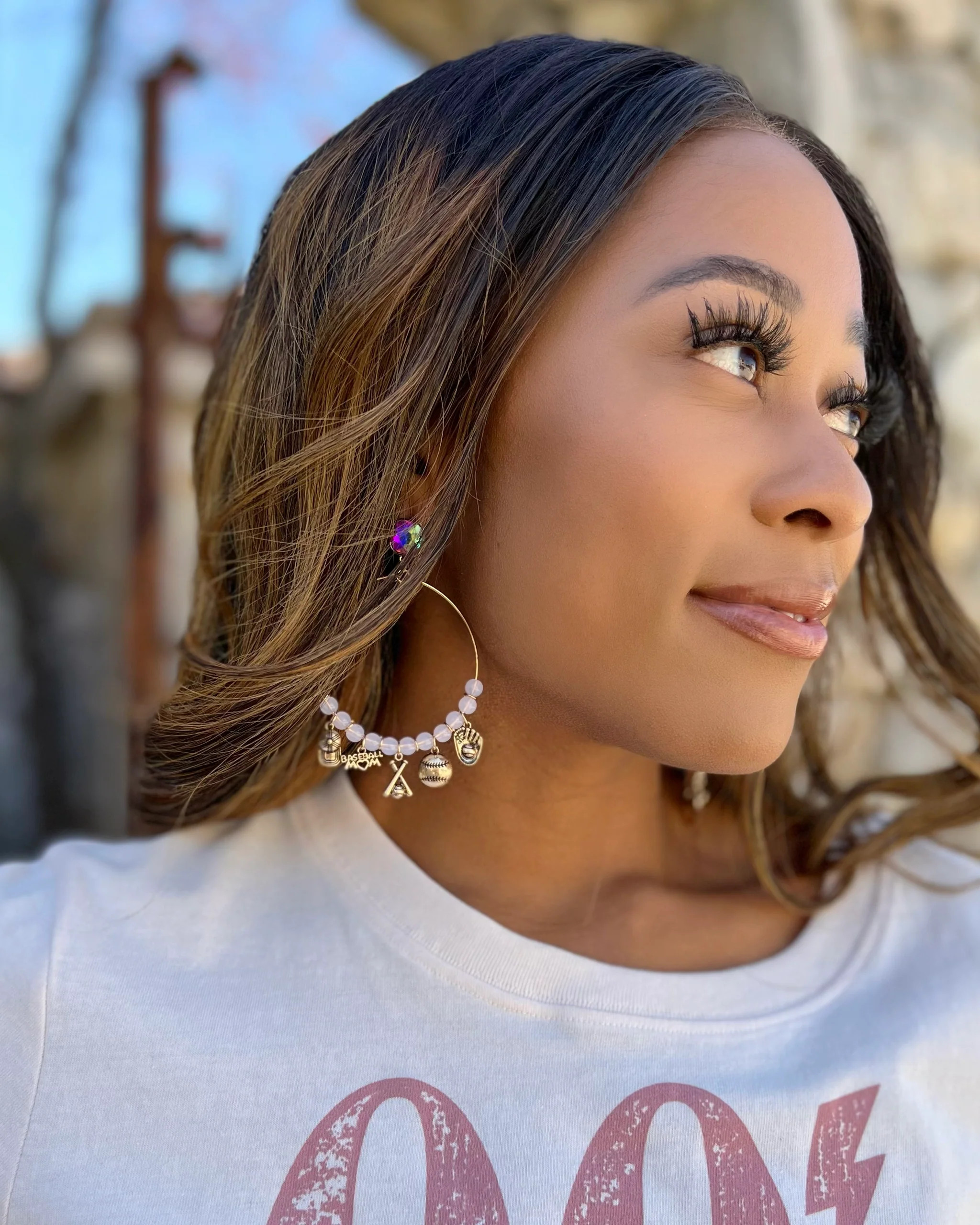 Baseball Mom Beaded Crystal Charm Earring | Live Love Gameday®