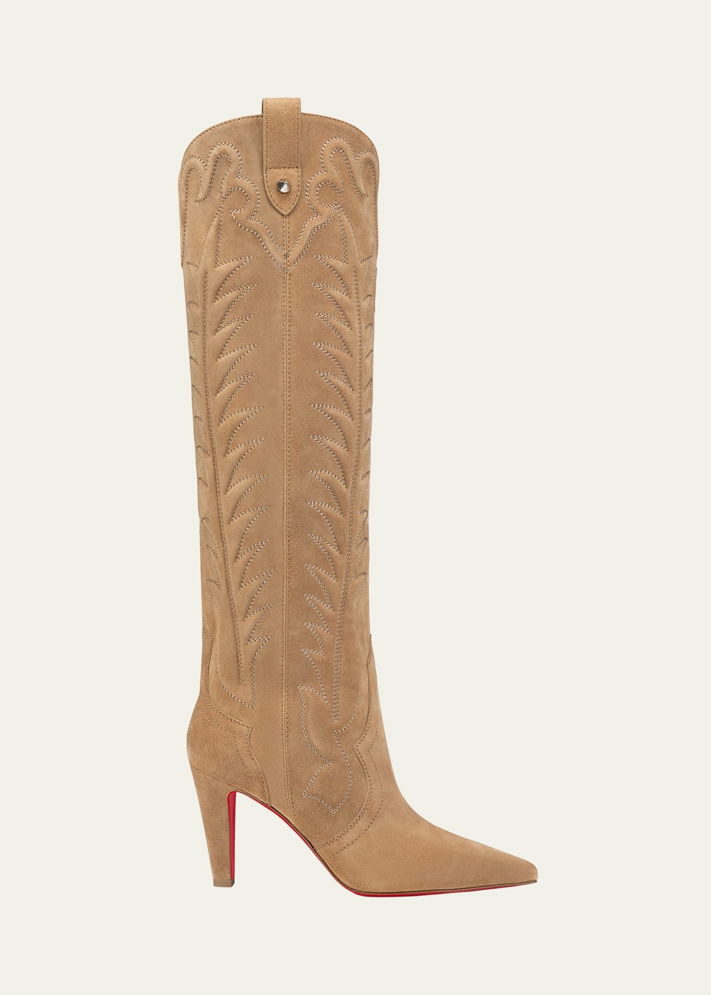 Christian Louboutin Stitched Suede Red Sole Western Boots | Bergdorf Goodman