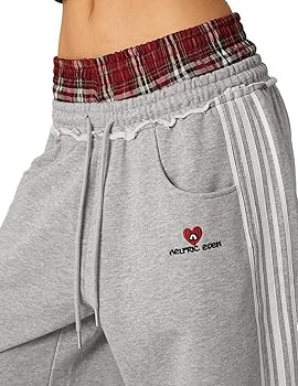 Aelfric Eden Baggy Wide Leg Sweatpants, Plaid Patchwork Loose | Amazon (US)