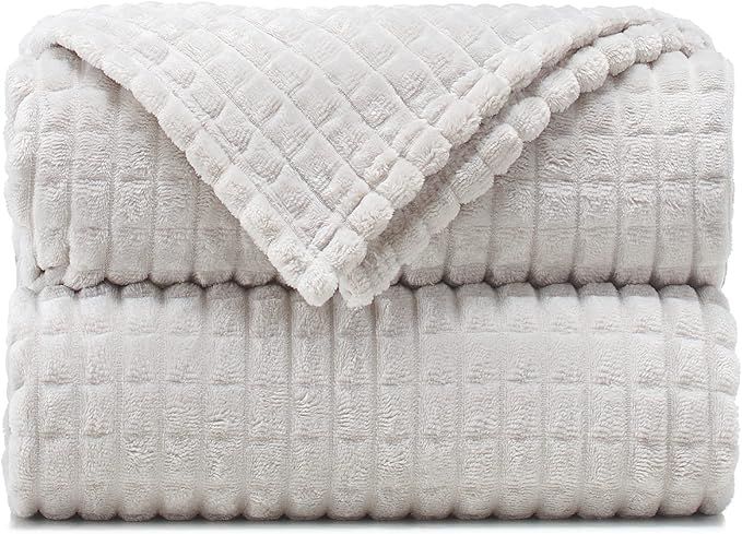 Throw Blankets – 60"x80", Twin Size, Silver Gray - Waffle Blanket - Lightweight Flannel Fleece ... | Amazon (US)