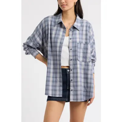 BP. Plaid Long Sleeve Flannel Shirt in Pink Plaid at Nordstrom, Size Xx-Small | Nordstrom