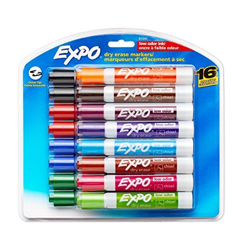 EXPO Low Odor Dry Erase Markers, Chisel Tip, Assorted Colors, 16 Pack | Amazon (US)