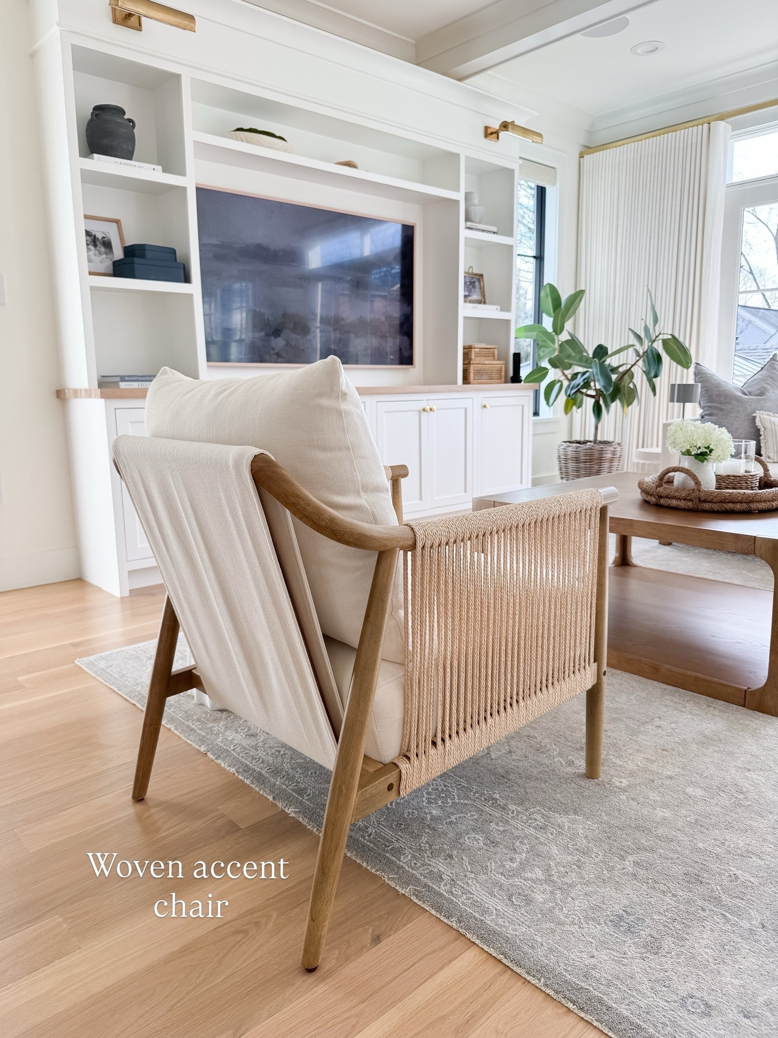 My favorite woven accent chair is discounted for the Black Friday in July sale! I love the texture of the rope detail and white linen. Upholstery.

#LTKHome #LTKSaleAlert