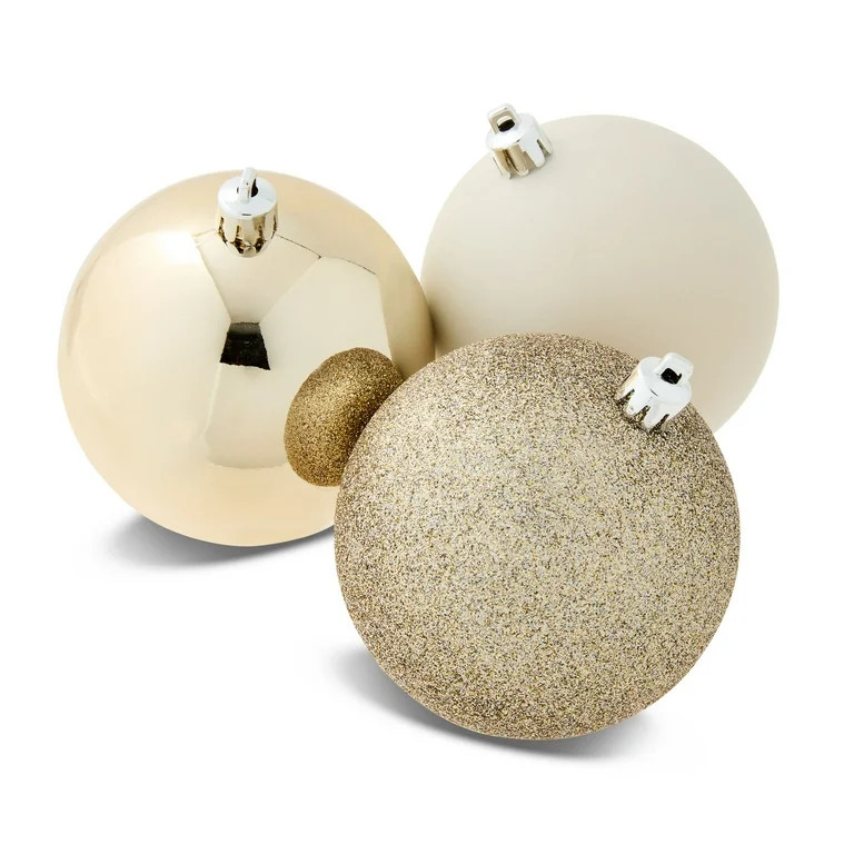 8-Count Champagne and Cream Shatterproof Christmas Ornaments, 3.94 in, by Holiday Time - Walmart.... | Walmart (US)