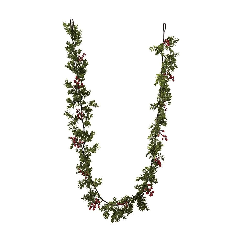 Faux Boxwood Garland with Red Berries, 108"L x 6"H by Creative Co-Op | Amazon (US)