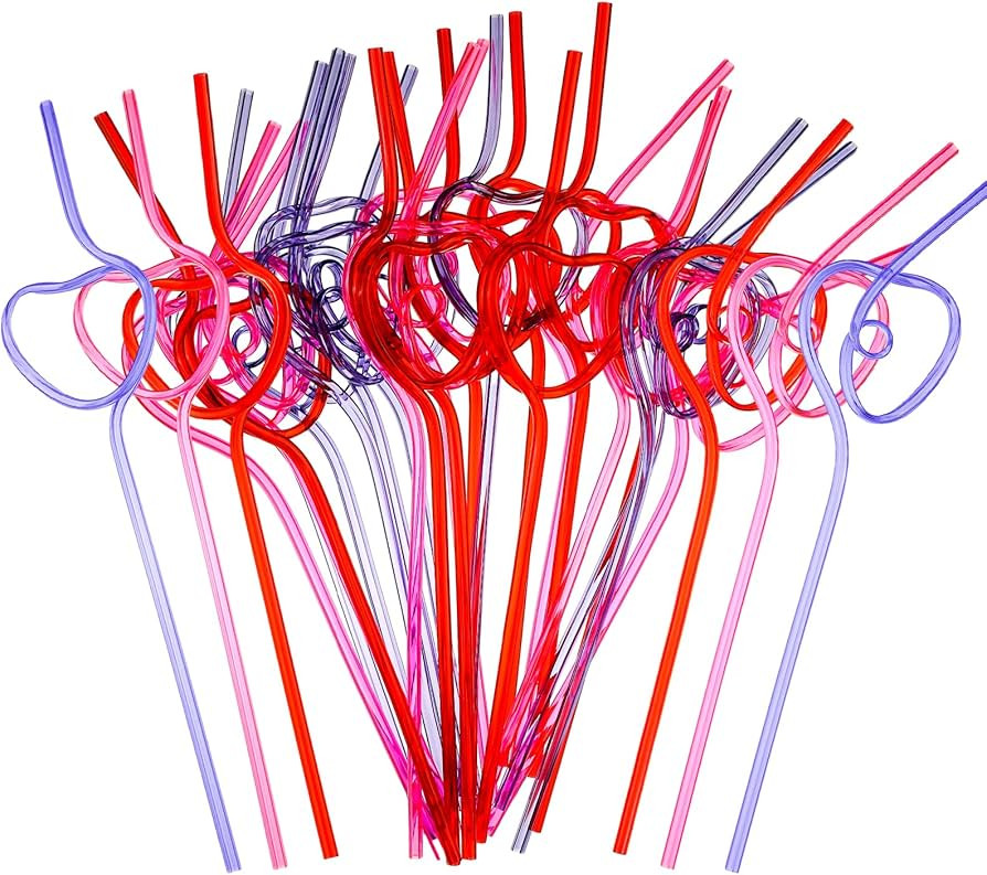 Valentines Plastic Straws Heart Shaped Drinking Straws Decorative for Valentine's Day Wedding Par... | Amazon (US)