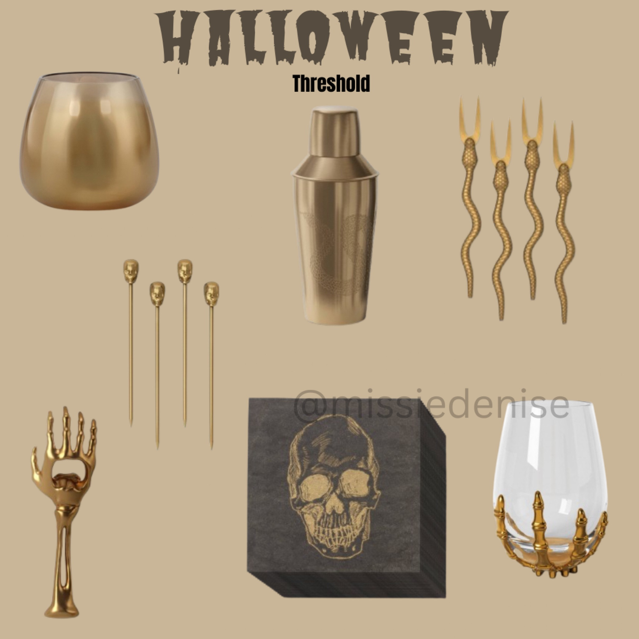 Gold Halloween Bar Accessories 
#targetthreshold #goldaccessories #goldbaraccessories #baraccessories #halloweendecor #homedecor #barcart #barcartstyling #threshold #targetthreshold #targetstyling 

#LTKParties #LTKHome #LTKSeasonal