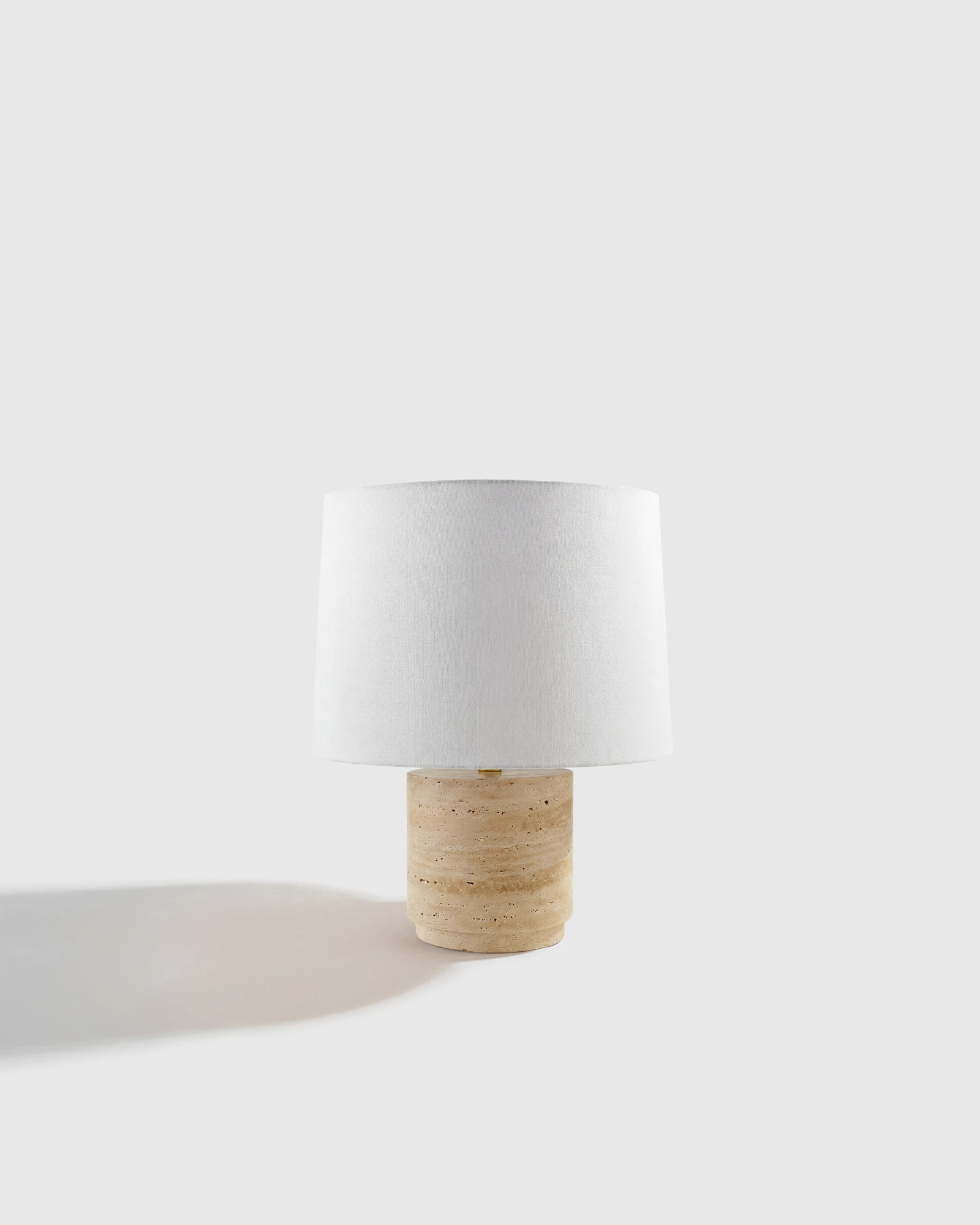 Wide Travertine Table Lamp in Beige | Quince