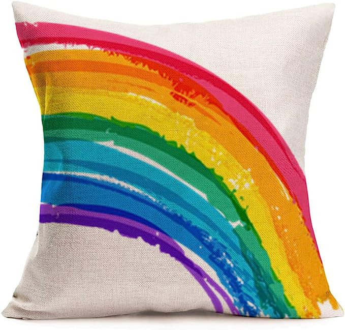 Smilyard Rainbow Throw Pillow Covers 18x18 Inch Home Pillow Cover Colourful Rainbow Pillow Cas... | Amazon (US)