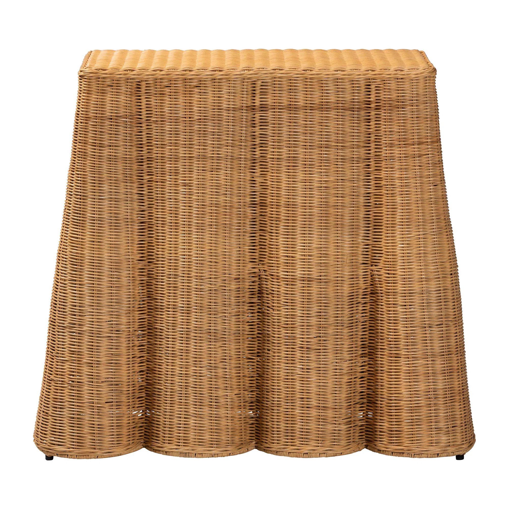Bali & Pari Palm Scallop Natural Rattan Console Table – Handwoven Wicker Accent Table For Hallw... | Wayfair North America