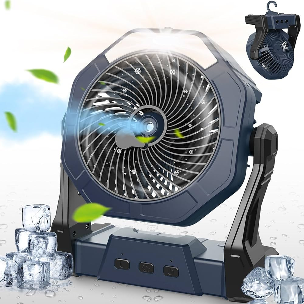 Misting Fan Portable, Camping Fan with Light & 250ml Water Tank, 10000mAh 8 Inch Battery Operated... | Amazon (US)