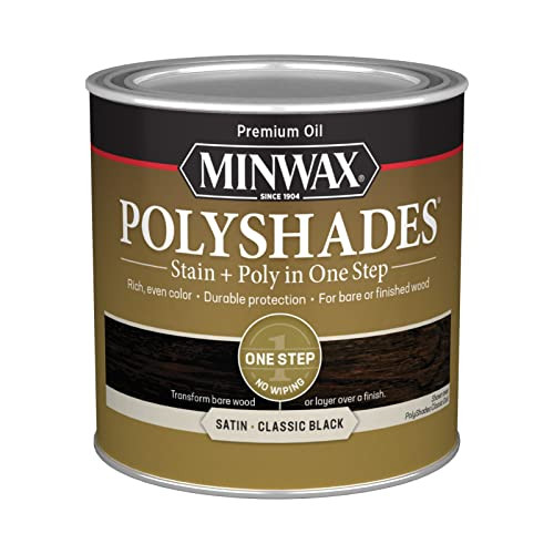 Minwax PolyShades Wood Stain + Polyurethane Finish – ½ Pint, Classic Black, Satin | Amazon (US)