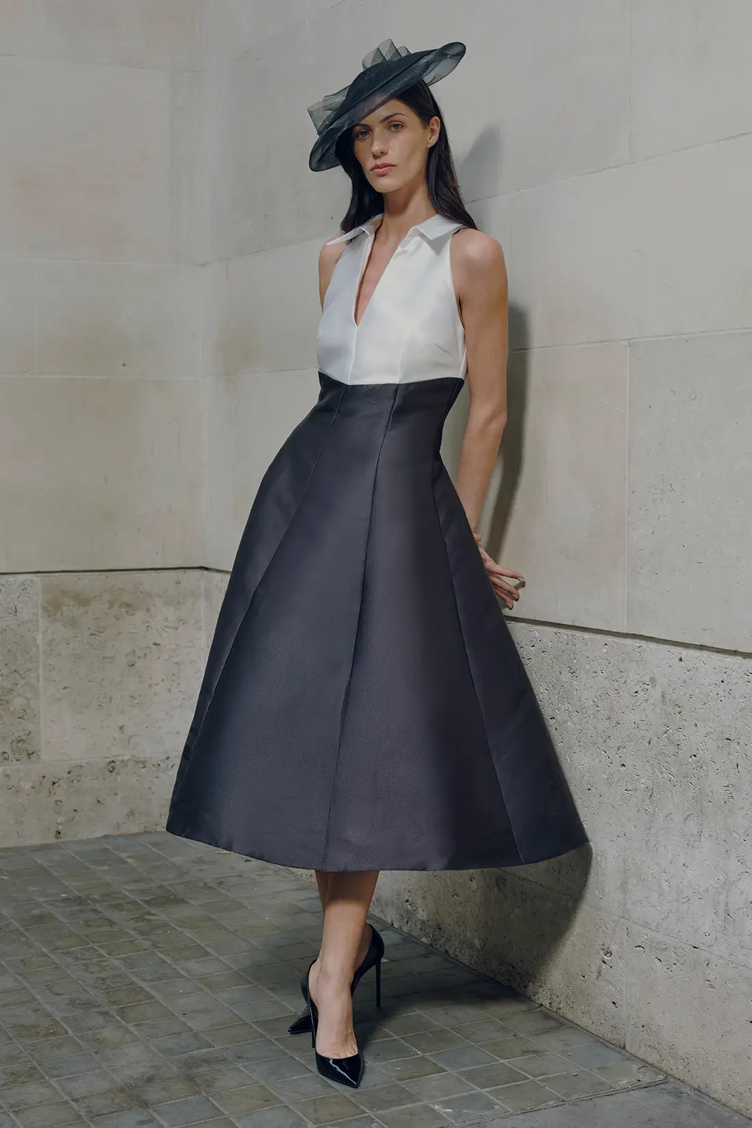 Twill Contrast Tux Tailored Dress | Karen Millen