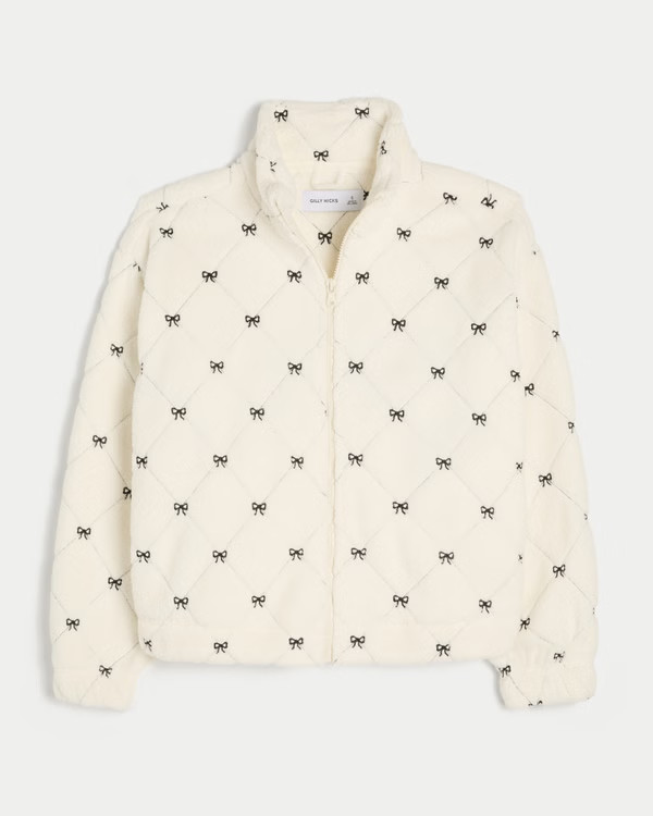 Gilly Hicks Sherpa Embroidered Zip-Up Top | Hollister (US)