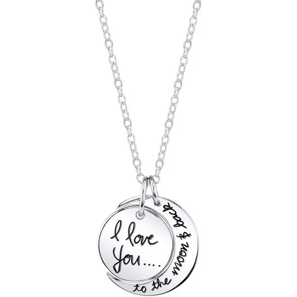 Women's Sterling Silver "I Love You to the Moon & Back" Pendant Necklace | Walmart (US)
