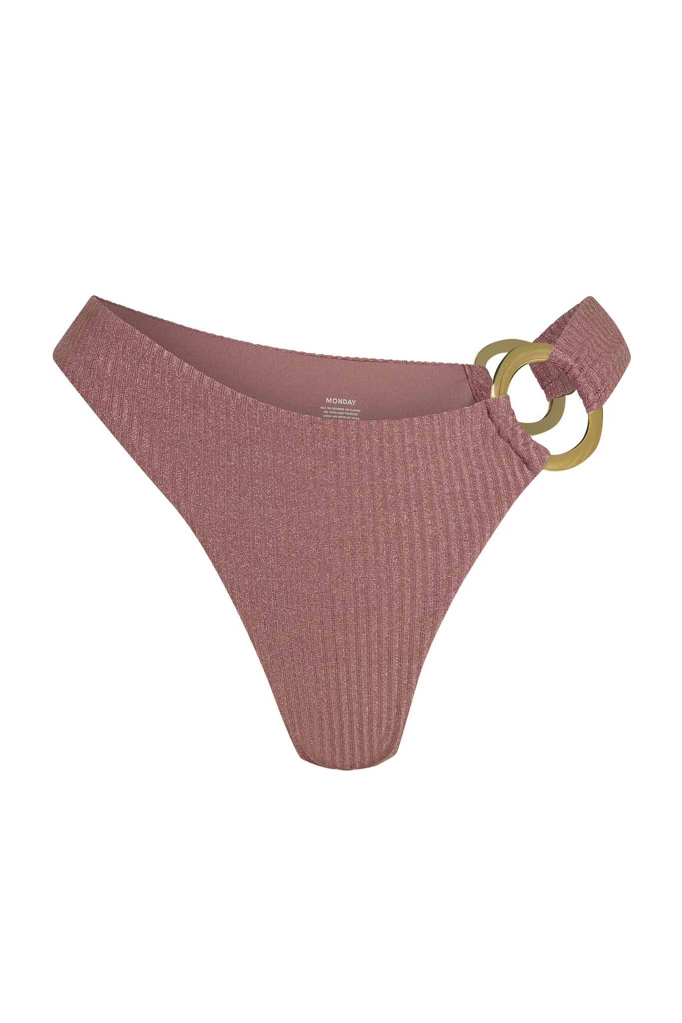 Bronte Bottom - Mauve Lurex Rib | Monday Swimwear