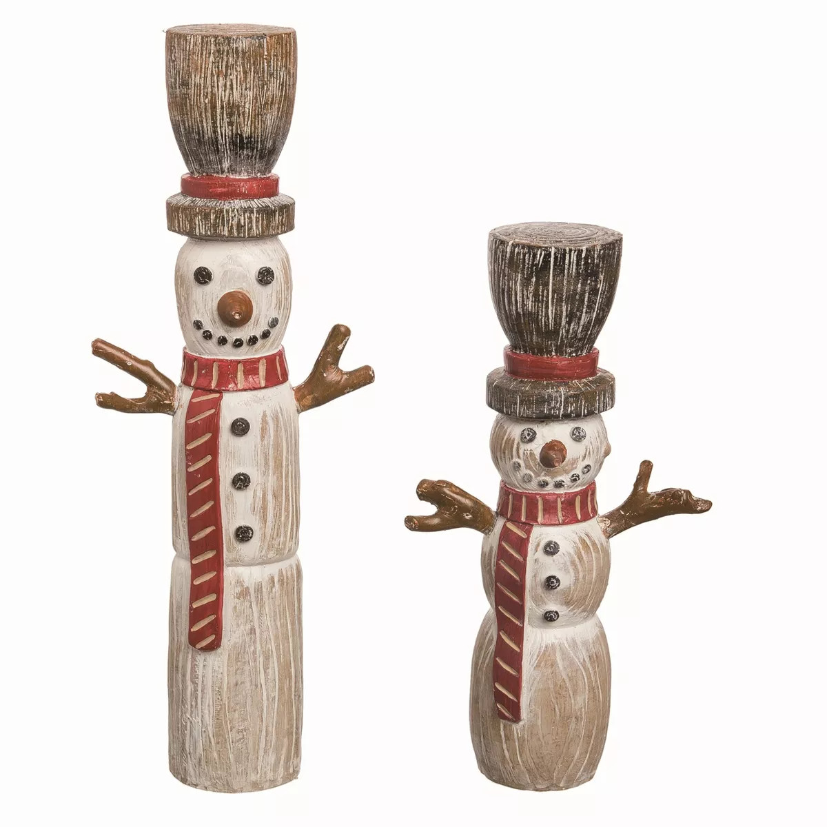 Transpac 16 in Multicolor Christmas Carved Snowman Figurines Set of 2 Decorative Polyresin Holida... | Target