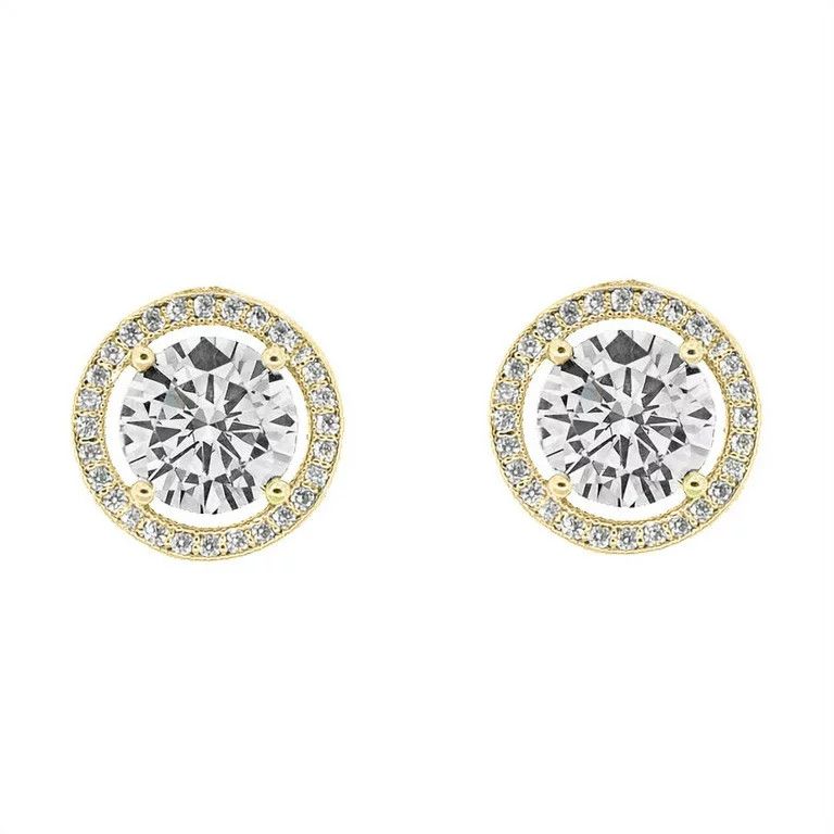 Cate & Chloe Ariel 18k Yellow Gold Halo Stud Earrings | CZ Crystal Earrings for Women, Gift for H... | Walmart (US)