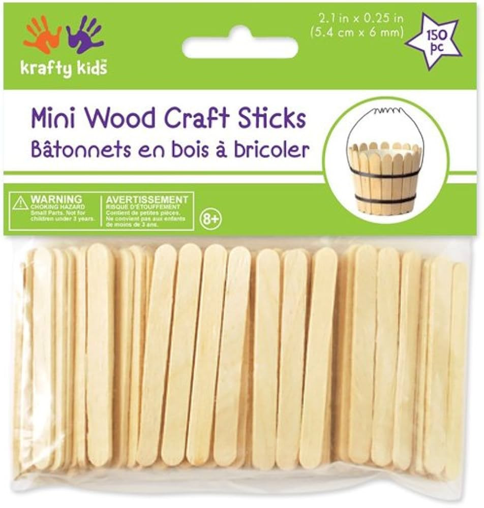 Forever in Time Krafty Kids CW496 Craftwood Mini Craft Sticks, 2 .13in by 0.25in, Natural, 150-Pi... | Amazon (US)
