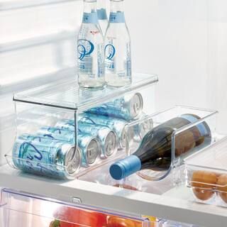 iDesign Fridge Binz Clear BPA-Free Plastic Beverage Can Organizer with Lid - 13.84 in. x 5.7 in. ... | The Home Depot