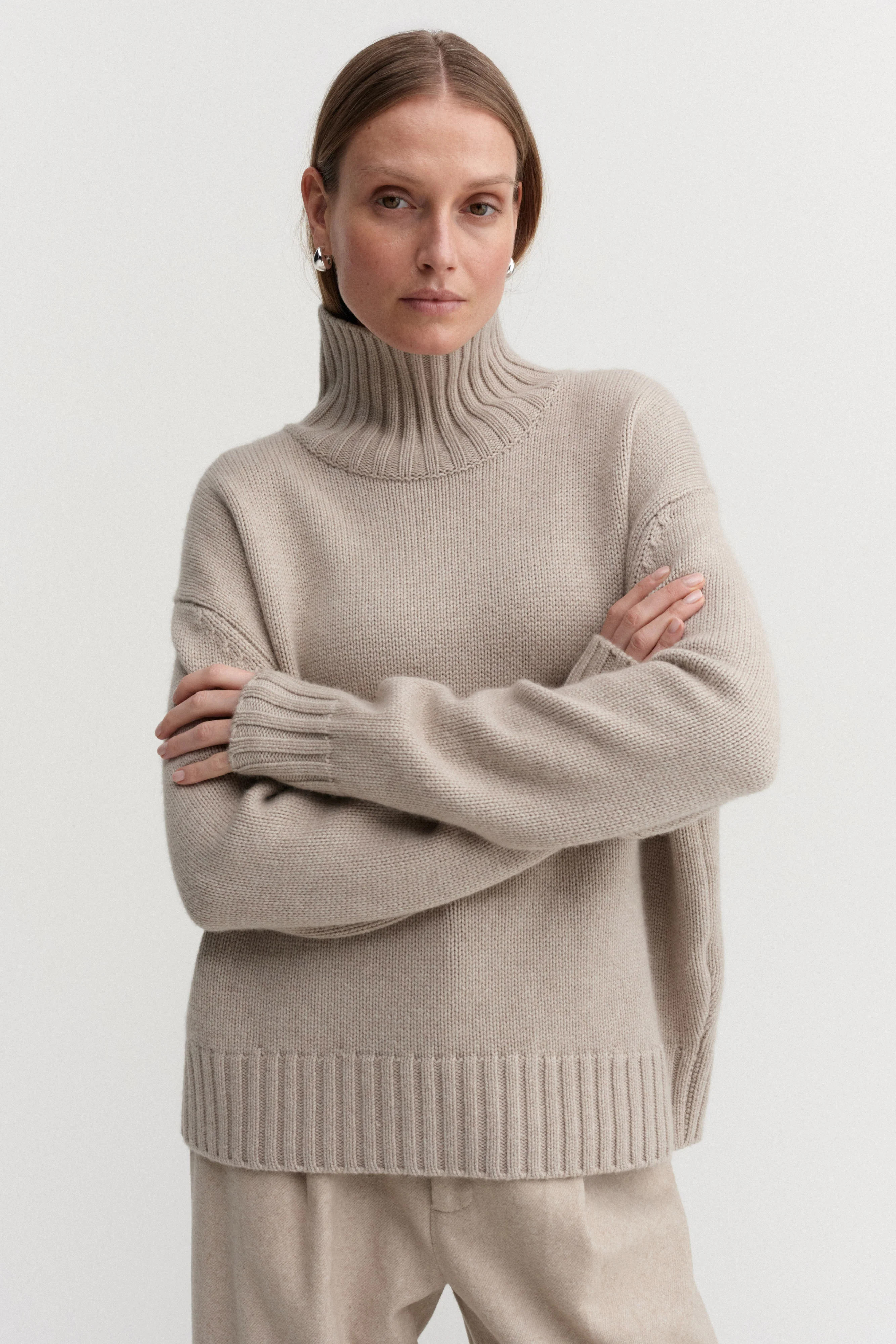 Nola Turtleneck Sweater, taupe | Almada Label