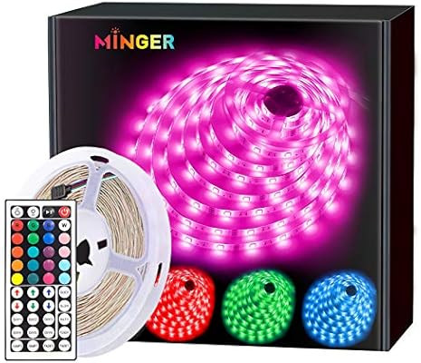 MINGER Led Strip Lights 16.4ft, for Home, Kitchen, Bedroom, Dorm Room, Remote Control, RGB | Amazon (US)