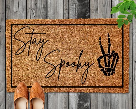 Stay Spooky Doormat Skeleton Peace Sign Halloween Doormat - Etsy | Etsy (US)