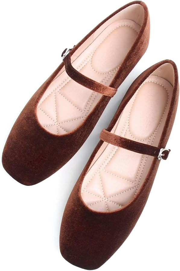 TN TANGNEST Leather Flats for Women Comfortable Square Toe Slip On Flats Soft Work Flats Retro Ma... | Amazon (US)