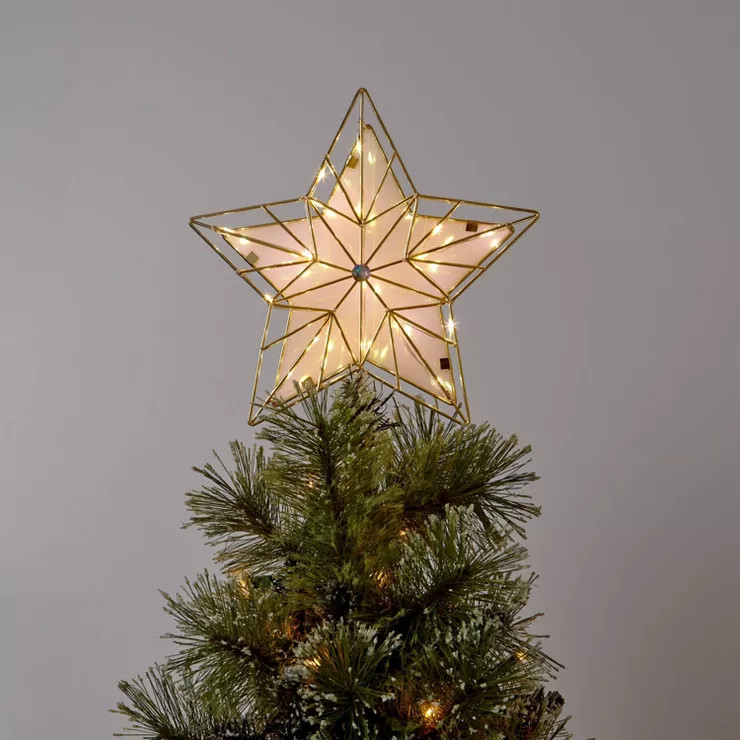 12.5" LED Gold Wire Star Christmas Tree Topper Warm White Dewdrop Lights - Wondershop™ | Target