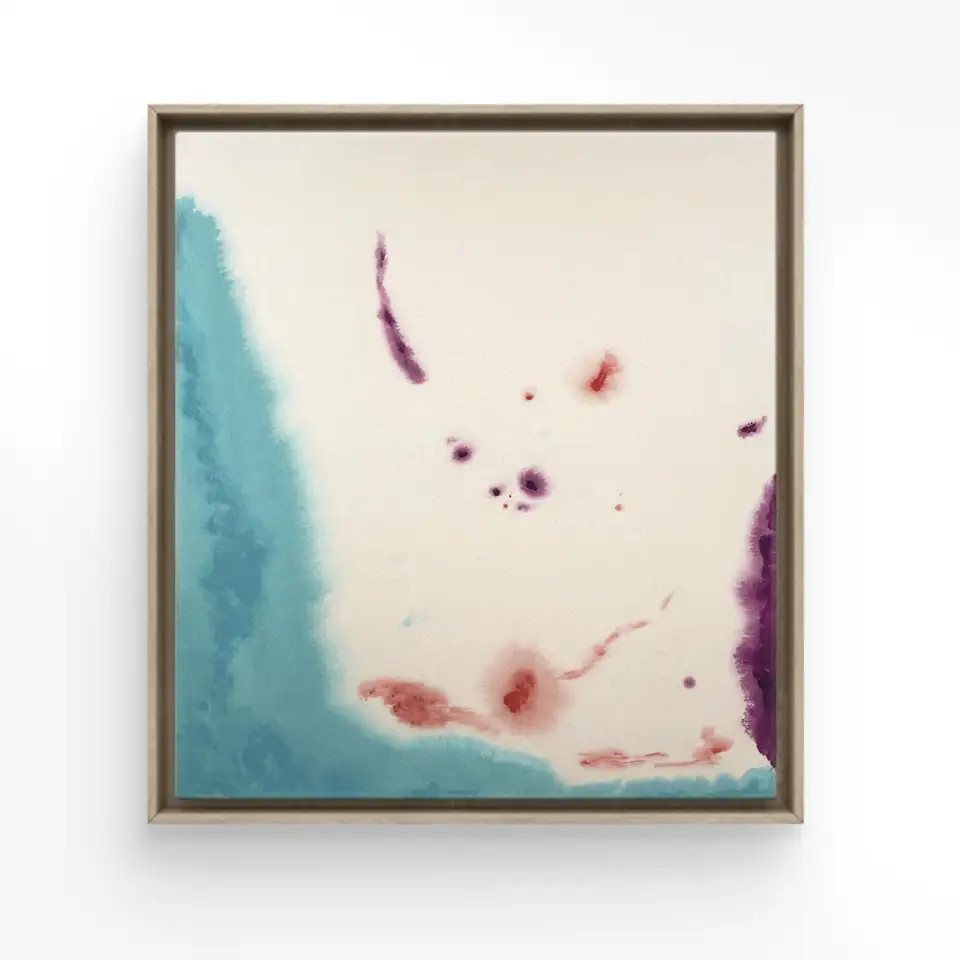 Abstract Water Painting on Raw Canvas, 90x80 cm, Contemporary Art Tete Alurralde | 1stDibs