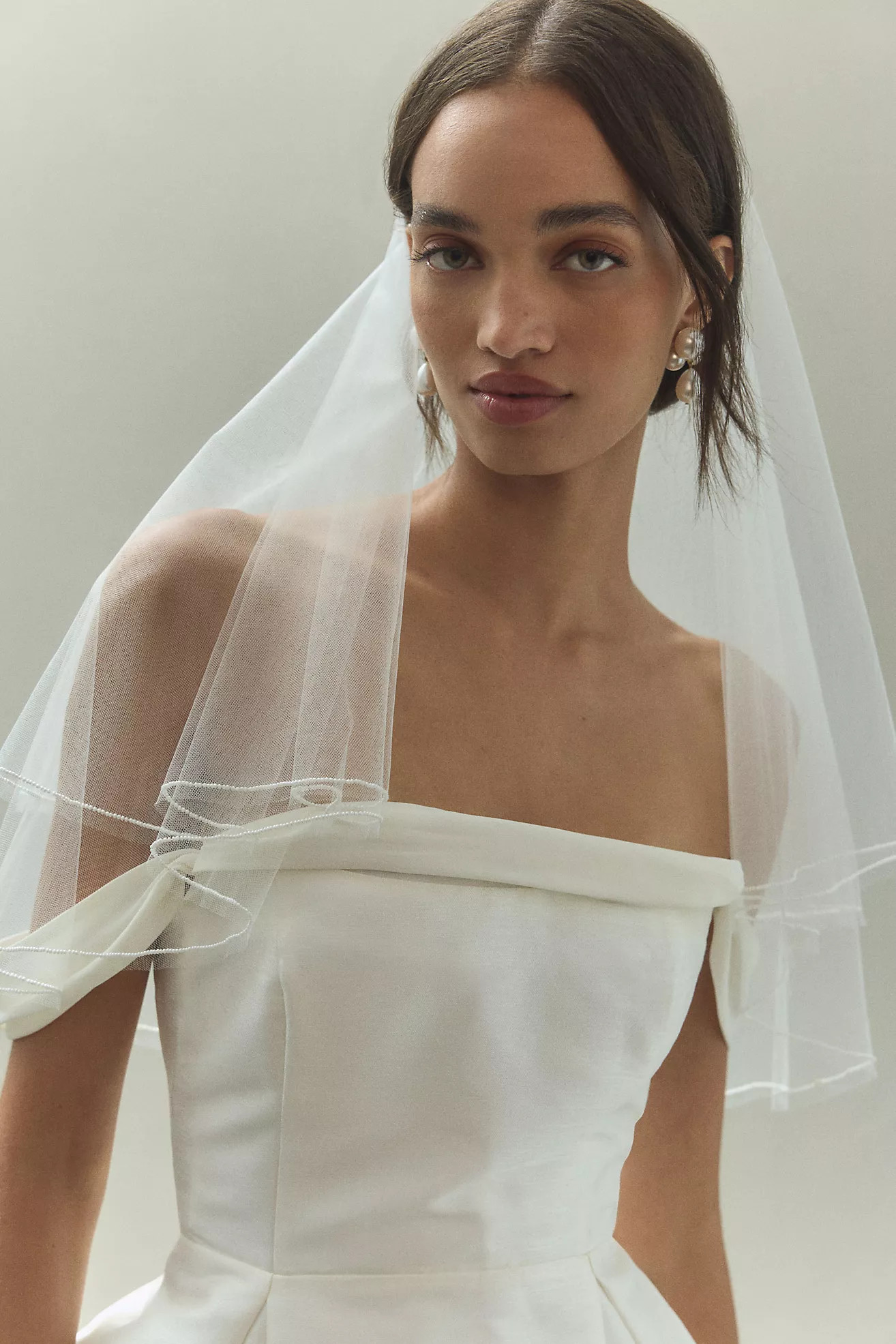 BHLDN Mini Pearl-Trim Veil | Anthropologie (US)