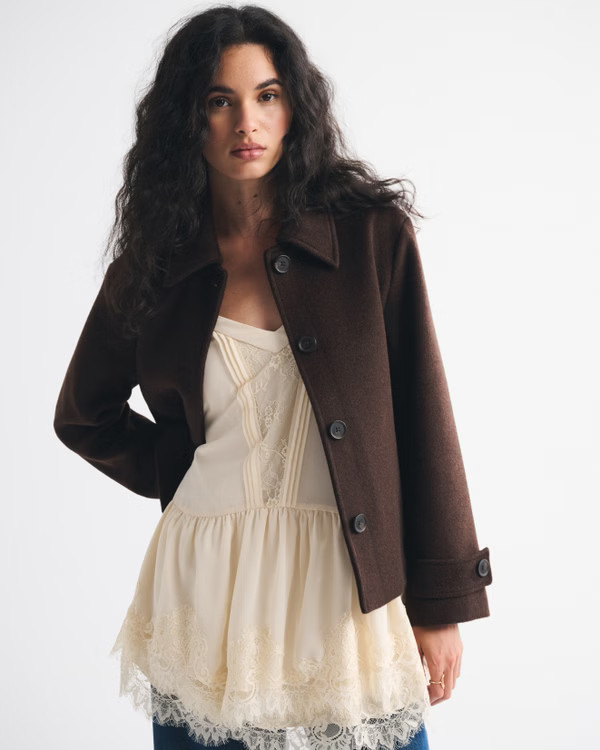 Short Wool-Blend Coat | Abercrombie & Fitch (US)