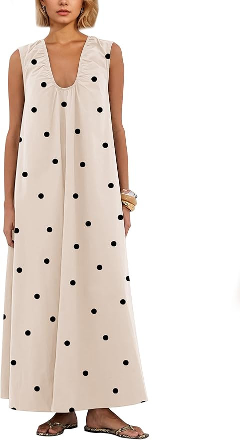 Women Sleeveless Ruched Maxi Dress Scoop Neck Long Elegant Dresses Wide Shoulder Strap Blouse Dre... | Amazon (US)