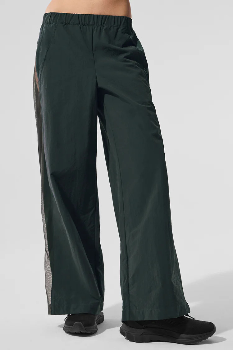 High-Waist Origin Wide Leg Track Pant - Charcoal Green | Alo Yoga