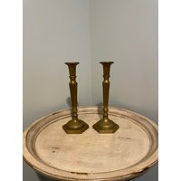 Vintage Brass Candlestick Holder ~ Pair Floral Etching | Etsy (US)