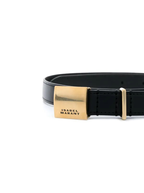ISABEL MARANT Lowell engraved-buckle Leather Belt | Black | FARFETCH UK | Farfetch Global