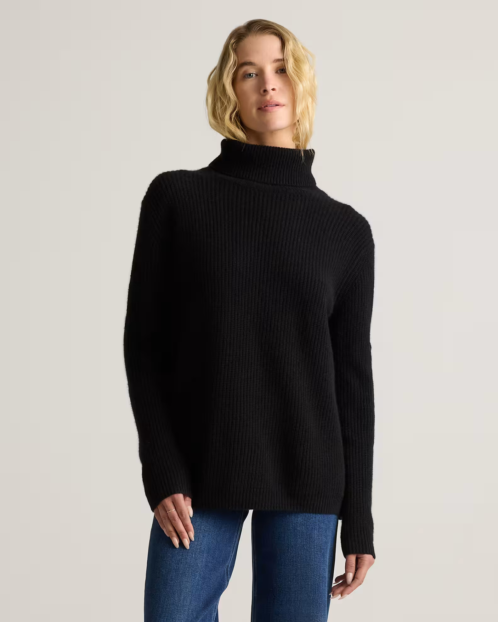Mongolian Cashmere Fisherman Turtleneck Sweater | Quince