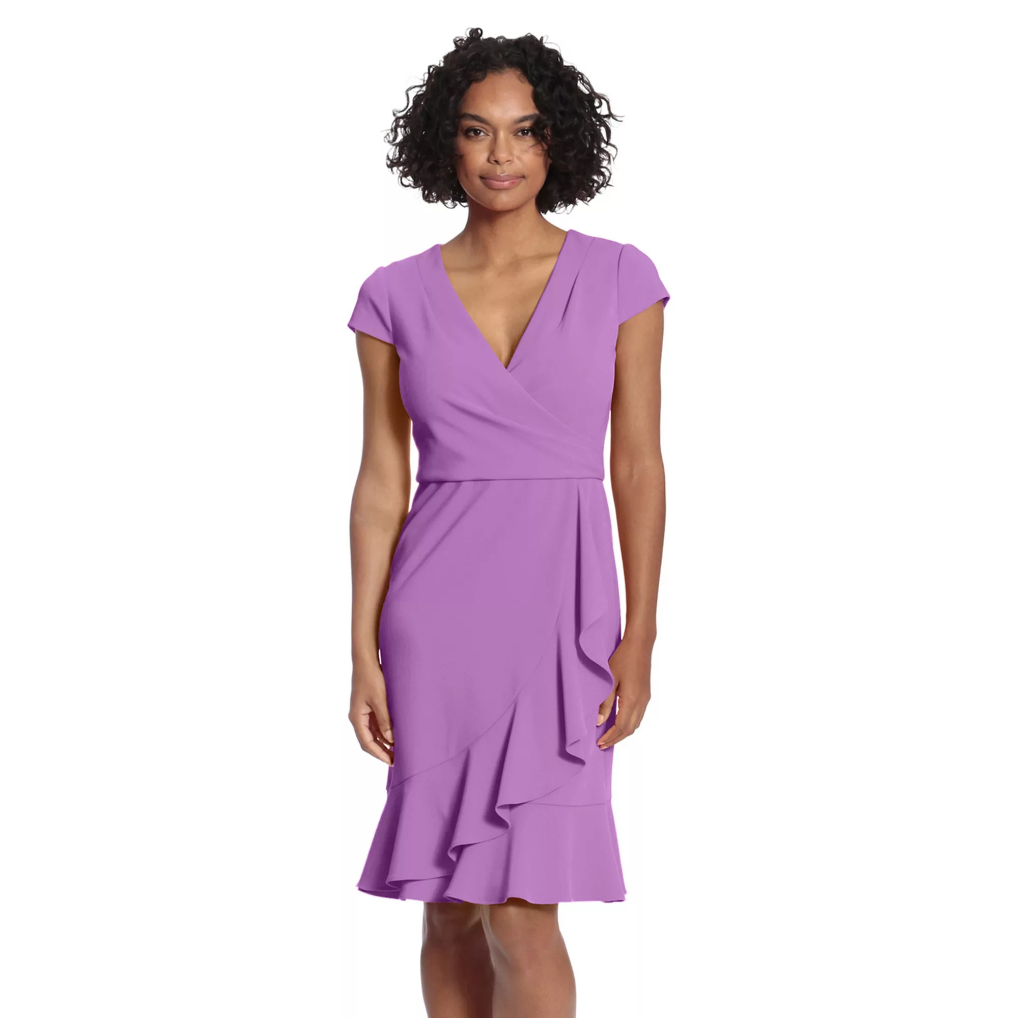 Women's London Times Cascade Ruffle Faux-Wrap Dress | Kohl's